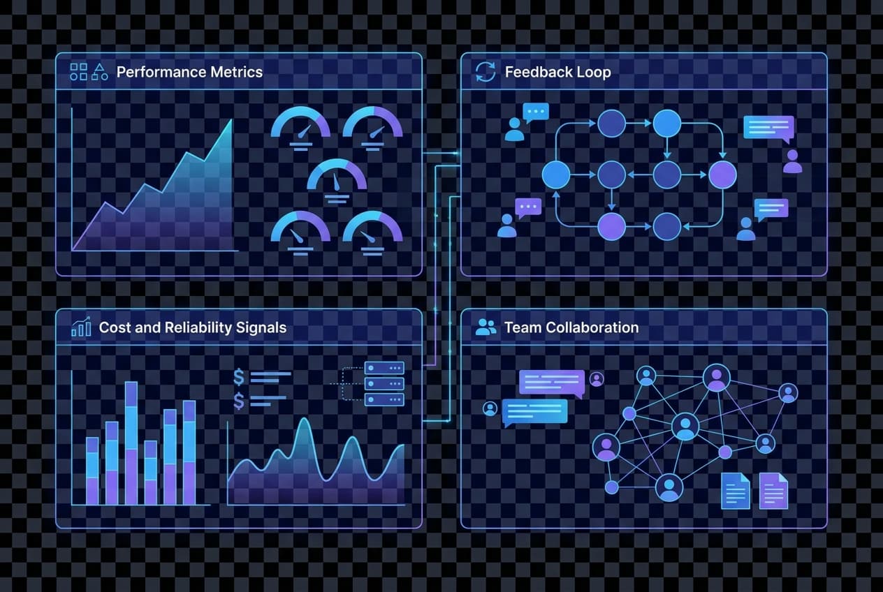 AI monitoring dashboard with feedback loops for continuous iteration