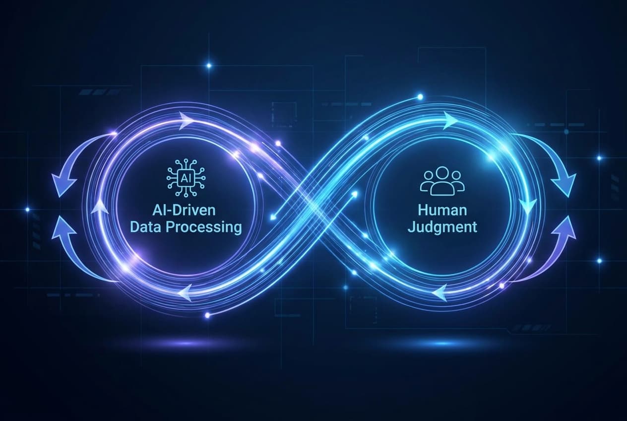 Synergy loop: Data processing feeding judgment for improvement