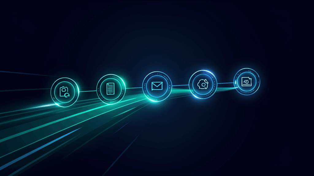 Upcoming articles — five more pieces covering chatbots, team structure, budgeting, compliance, and sales AI
