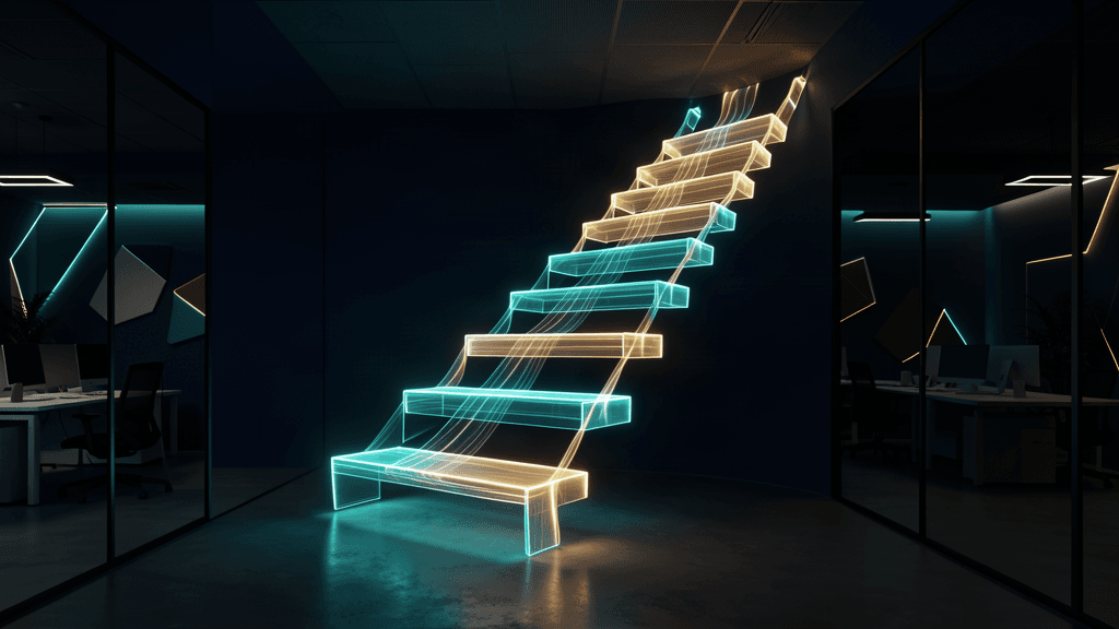 The AI maturity ladder — four rungs from experimentation to sustained advantage