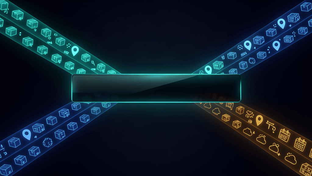 Four logistics data sources converging into a single decision layer