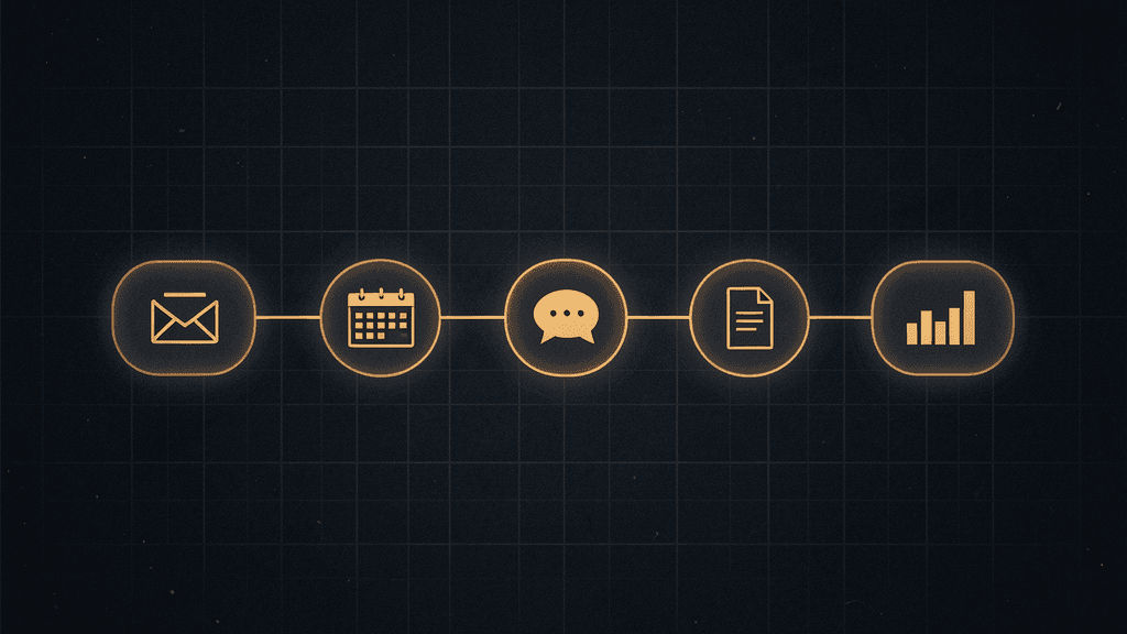 Workflow map: lead capture, scheduling, tenant support, and portfolio analytics