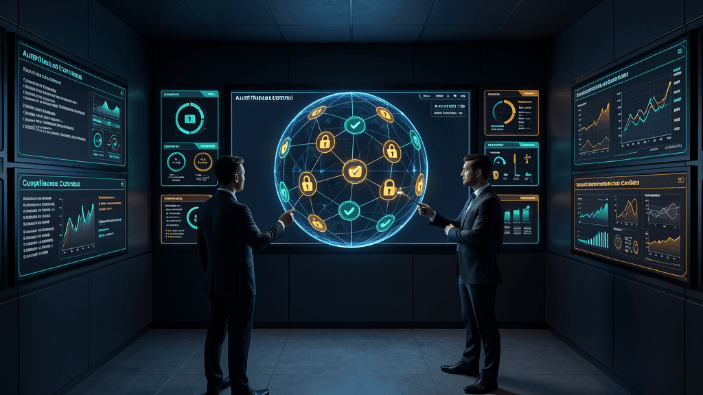 AI compliance control room — audit trails, data flows, and monitoring systems